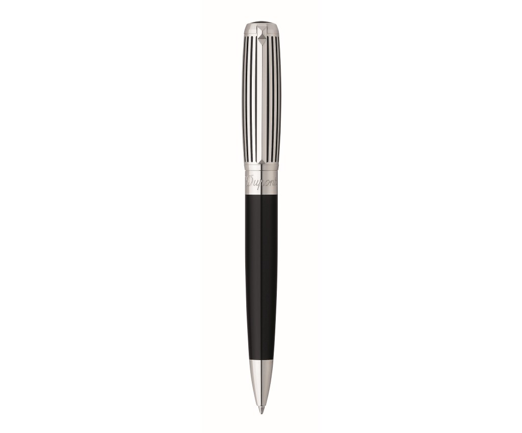 Line D Windsor Black Lacquer with Palladium Stripes Ballpoint Pen